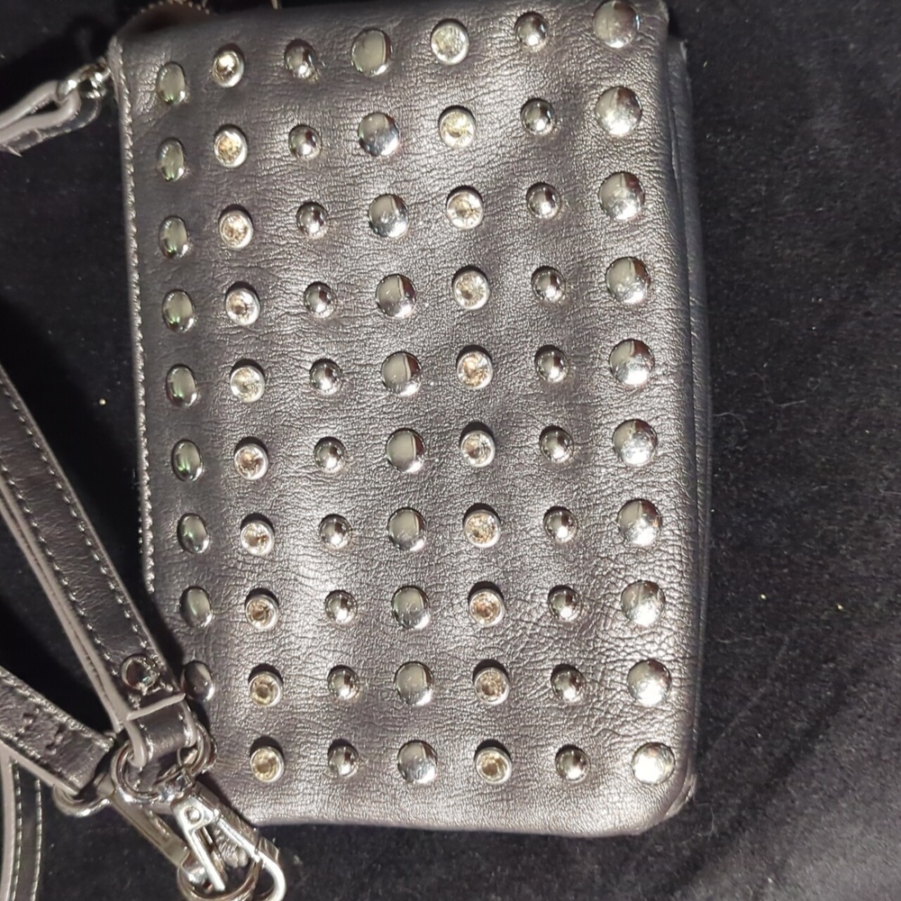 Charming Charlie Gray studded wristlet